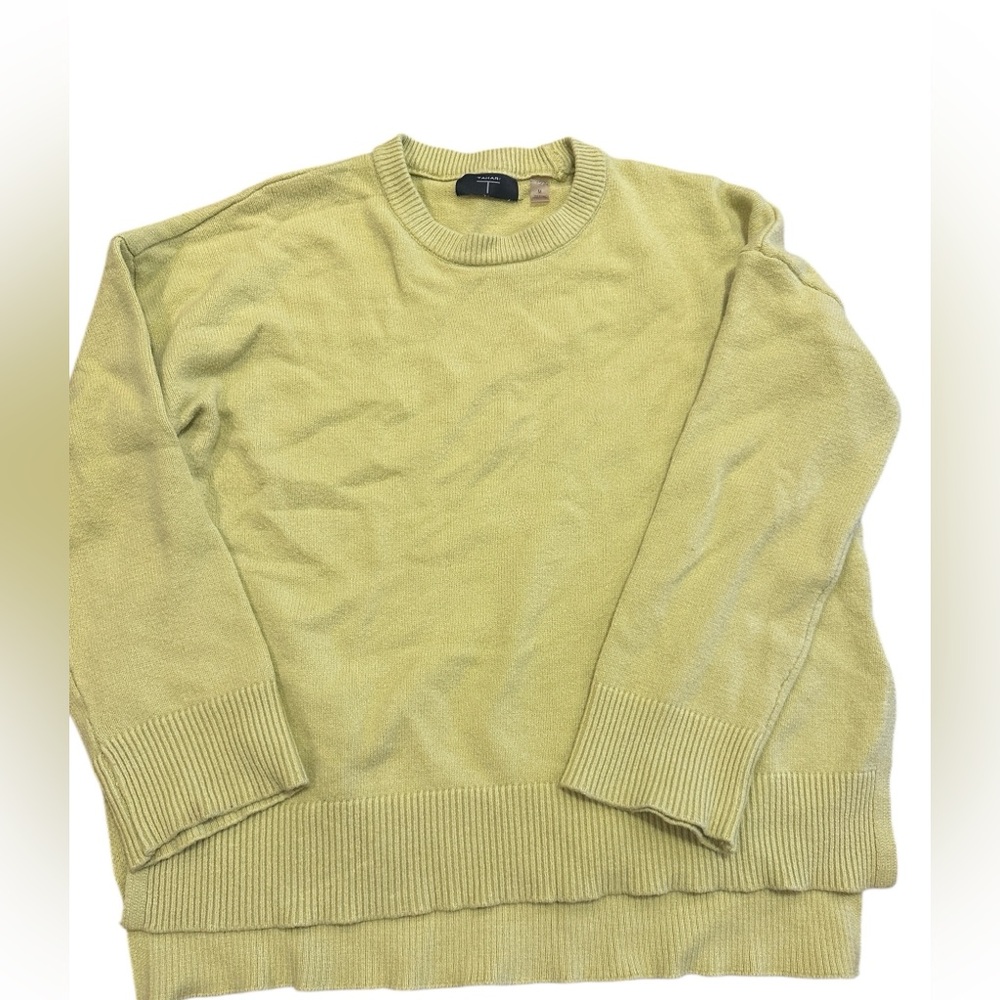 Tahari Women’s Lime Green Knit Sweater Crewneck Long Sleeve Size M